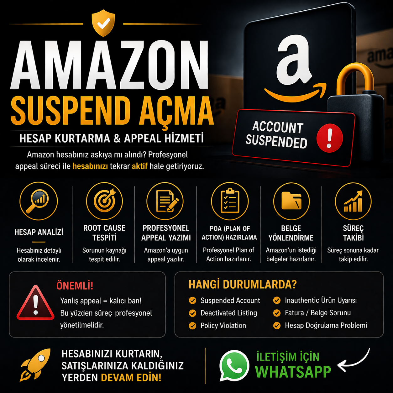 Amazon Suspend Açma | Hesap Kurtarma & Appeal Hizmeti